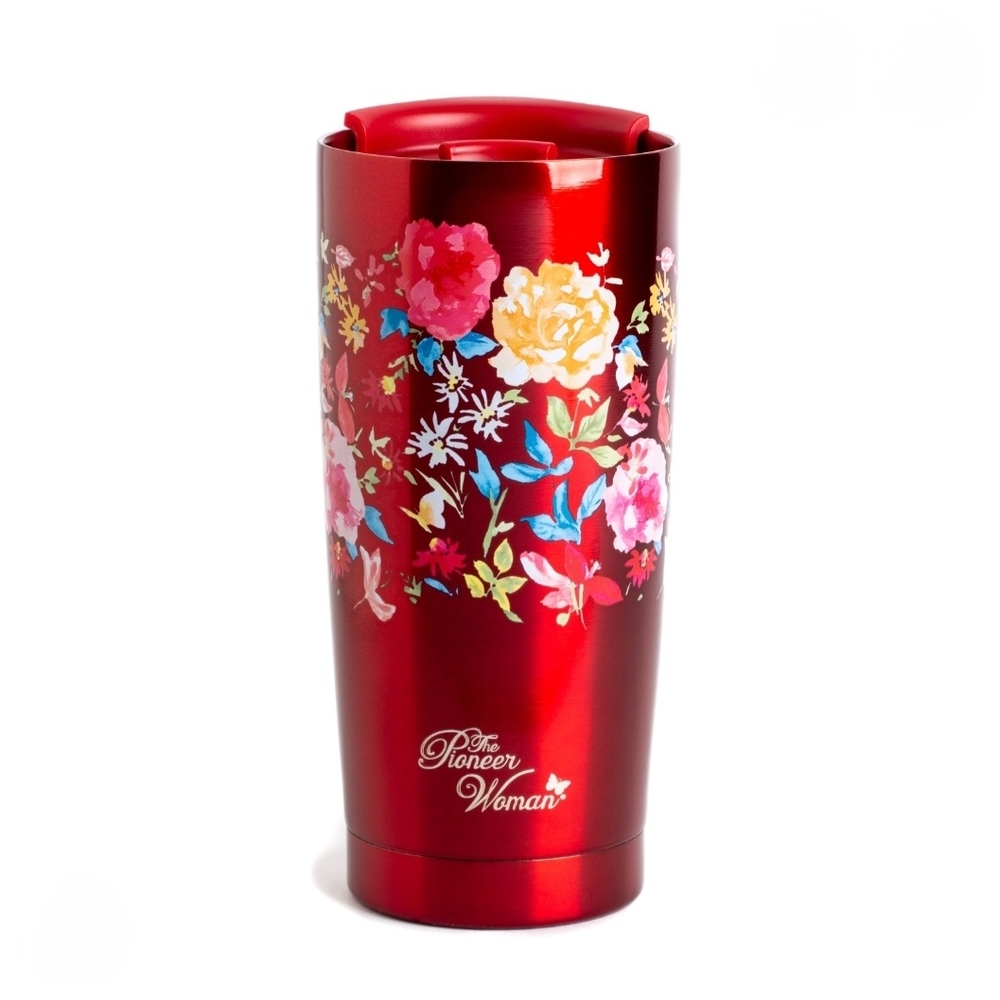 The Pioneer Woman 20oz Stainless Steel Double Wall Vacuum Insulated Red Tumbler